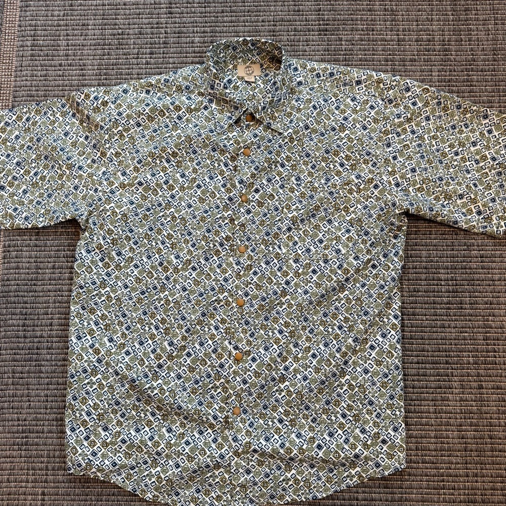 Haband Travelers Blue and White Floral Casual Button Down Shirt